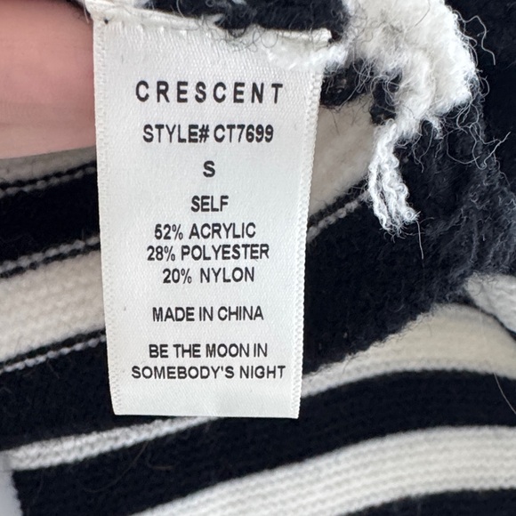 Crescent Striped Cropped Knit Polo Sweater in Black and White - Picture 4 of 5